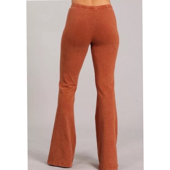 Sugar Almond Boho Mineral Wash Flare Stretch Pants - Picture 4 of 6
